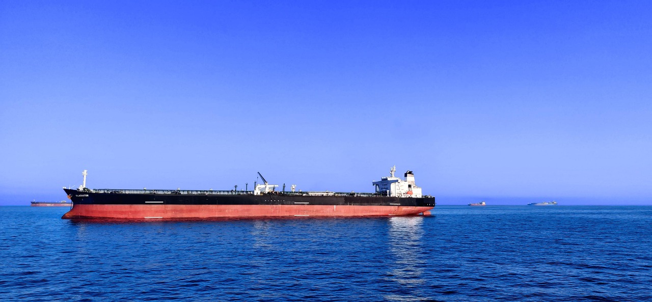 Large crude oil tanker vessel at sea